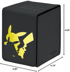 Ultra Pro Elite Series: Pikachu Alcove Flip Deck Box - Premium Leatherette Magic for 100 Double-Sleeved Pokemon Cards & Magic the Gathering - Magnetic Closure & Humor for Trading Card Fans!