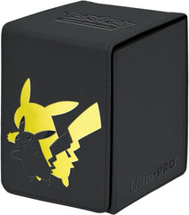 Ultra Pro Elite Series: Pikachu Alcove Flip Deck Box - Premium Leatherette Magic for 100 Double-Sleeved Pokemon Cards & Magic the Gathering - Magnetic Closure & Humor for Trading Card Fans!