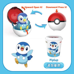 Pokemon Transform Toy Series Anime Figure Pikachu Piplup Mimikyu Cubone Cup-shaped Shrink Balls Toys For Children Birthday Gifts