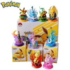 Funism Original POKEMON Eevee Set Second Generation Adventure Family Suit Action Figure Toy Collection Model Figure kids for Toy