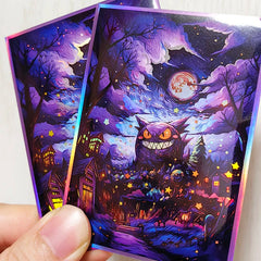 60PCS Anime Pokemon Gengar Card Sleeves The Starry Night Style Board Games WS PTCG Trading Cards Laser Shine Protective Case