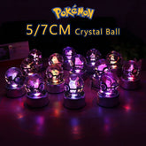 3D Pokemon Crystal Ball 7CM 5CM Mewtwo Pikachu Gengar Crystal Glass Pokemon Ball Pokeball Figure Night Light LED Lamp Base Gift