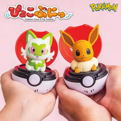 Original Pokemon Figure Toy Sprigatito Pikachu Gengar Psyduck Eevee Vocal Bounce Pinch Doll Anime Elf Ball Model Decoration