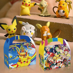 12/60PCS Pokemon Birthday Party Decor Pikachu Boy Paper Gift Bag Candy Box Baby Shower For Kids Favor Event Party Supplies Gifts