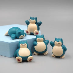 5 Pcs/Lot Pokemon Cartoon Snorlax Toys Mini Figure Doll1.8-3cm Micro Landscape Kids Gift Cake Decoration Kawaii Ornaments Doll
