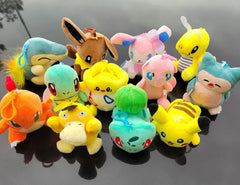 12PC/lot Plush Pokemon Doll 10-15cm Pendant Stuffed Bulbasaurs Squirtles Charmanders Lapras Plush Gift Toy