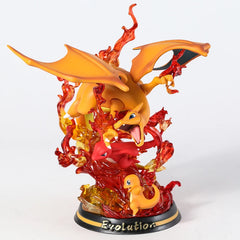 Pokemon Evolution Charizard Charmander Mewtwo Mew PVC Figure Collectible Model Toy with Light