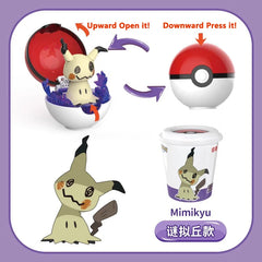 Pokemon Transform Toy Series Anime Figure Pikachu Piplup Mimikyu Cubone Cup-shaped Shrink Balls Toys For Children Birthday Gifts