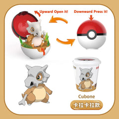 Pokemon Transform Toy Series Anime Figure Pikachu Piplup Mimikyu Cubone Cup-shaped Shrink Balls Toys For Children Birthday Gifts
