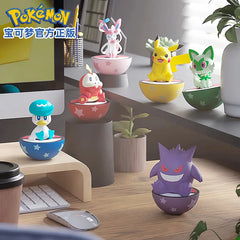 6pcs Pokemon Tumbler Sprigatito Gengar Pikachu Sylveon Sit In Rows Figure Kawaii Cute Statue Pvc Action Figurine Model Toy Gift