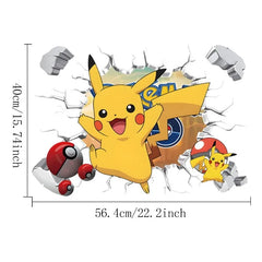 Pokemon PVC Wall Stickers Pikachu Anime Cartoon Room Wall Sticker Decor Living Room Dormitory Decoration Poster