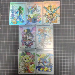 16Pcs/set PTCG Pokemon Anime Collection DIY Personality Style Trainers Series Color Holographic Flash Card Gym Leader AshKetchum