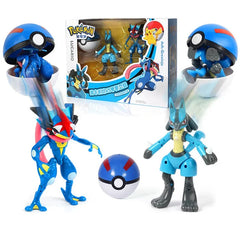 Pokemon Action Figure Transformer Doll Pokeball Figurine Poke Ball Deform Pikachu Greninja Lucario Mew Snorlax Lapras Kids Toy