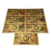 7pcs/set 10000 Yen Japan Anime Bill Money Cards Collection pokemon 24k Gold Foil Plated Banknote
