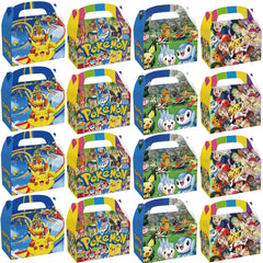 12/60PCS Pokemon Birthday Party Decor Pikachu Boy Paper Gift Bag Candy Box Baby Shower For Kids Favor Event Party Supplies Gifts