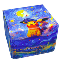 Anime Pokemon Pikachu Deck Box The Starry Night Style Yugioh WS OCG PTCG Trading Cards Pu Leather Storage Collection Box 110+