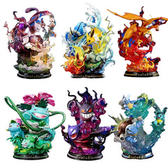 Pokemon Evolution Eevee Anime Figures Charizard Raichu Mewtwo Dragonite Venusaur Gengar Illuminous Figurine PVC Statue Model Toy