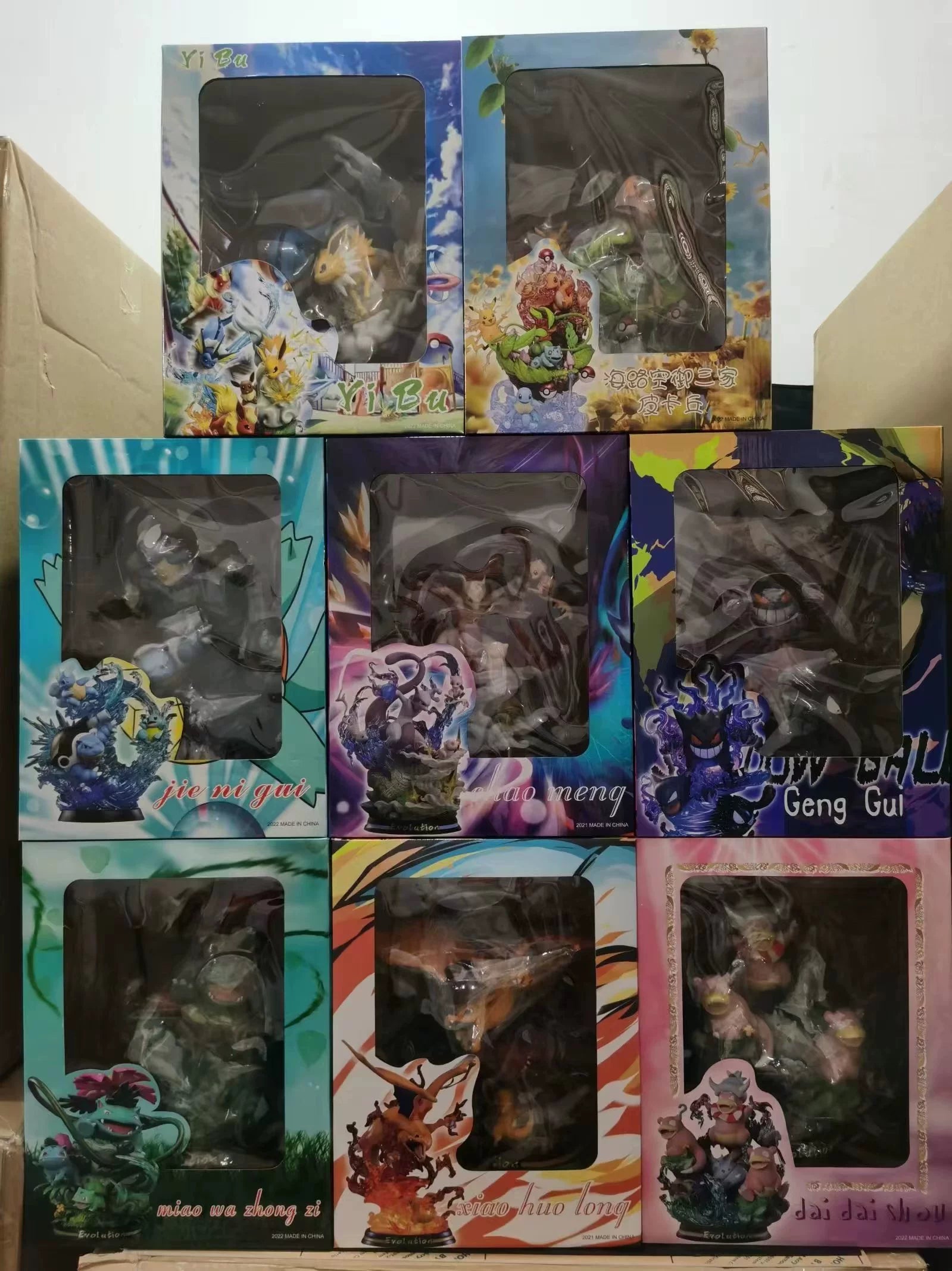 Pokemon Figura Evolution Eevee Action Figure Charizard Raichu Mewtwo Dragonite Venusaur Gengar Illuminous Model Decoration Gifts