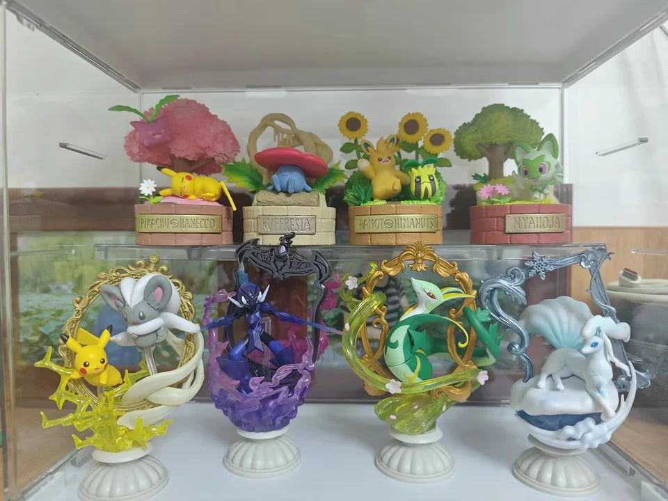 Re-Ment Pokemon Figures Decor Frame Collection Alolan Ninetales Ceruledge Serperior Pikachu Suicune Sylveon Toy Surprise Gift