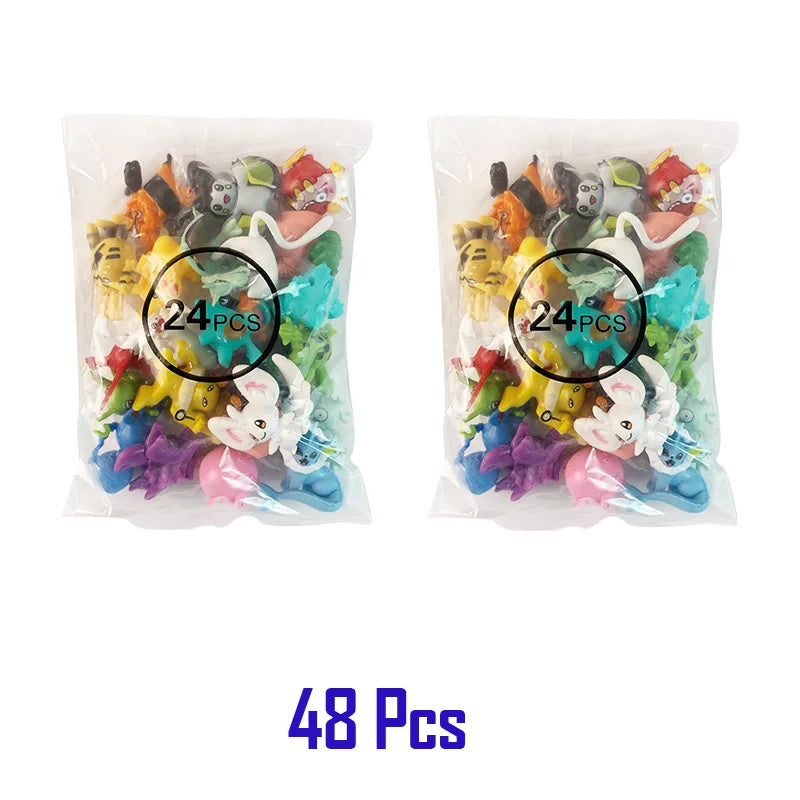 24-144pcs Pokemon Figurine Model Lot Bulk Buy Mini Small Styles Pikachu Anime Figure Doll Kawaii Toy Gift Birthday Kids Pack Bag