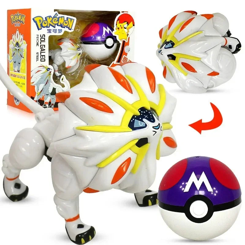 Pokemon Action Figure Transformer Doll Pokeball Figurine Poke Ball Deform Pikachu Greninja Lucario Mew Snorlax Lapras Kids Toy