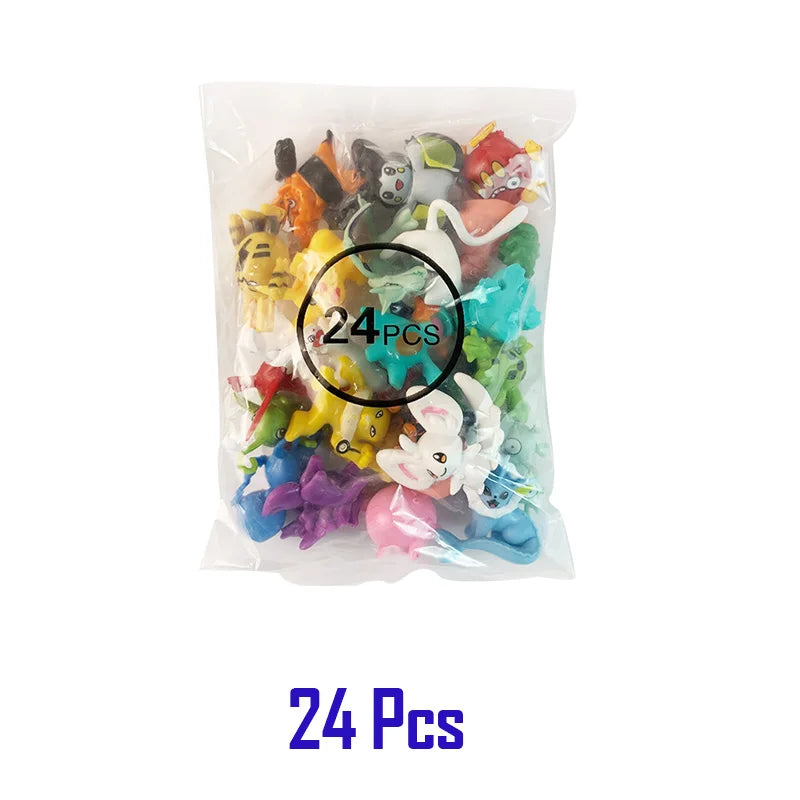 24-144pcs Pokemon Figurine Model Lot Bulk Buy Mini Small Styles Pikachu Anime Figure Doll Kawaii Toy Gift Birthday Kids Pack Bag