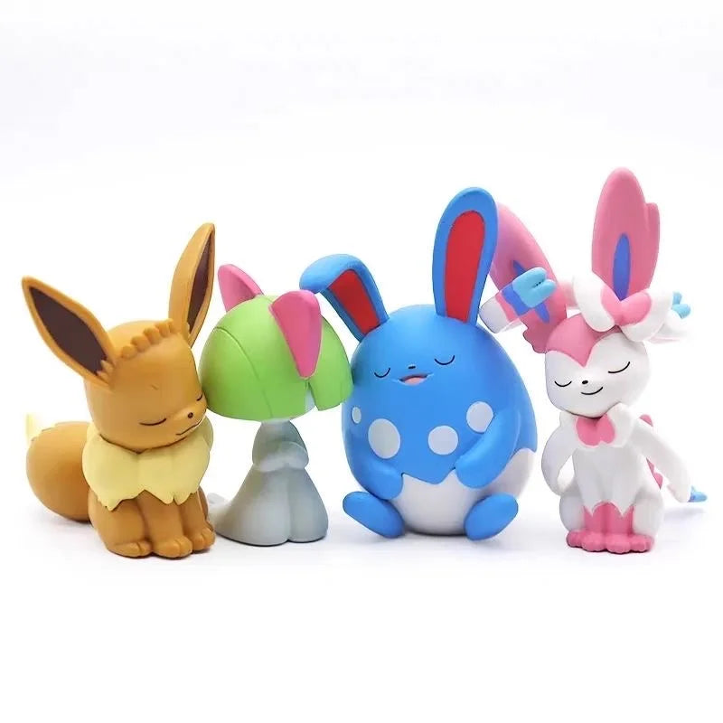 Anime Pokemon Gashapon Toys Shoulder to Shoulder Series 6 Eevee Sylveon Ralts Azumarill Cartoon Figure Model Dolls Kids Gifts