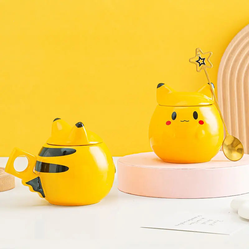 320ml Cute Pokemon Pikachu Ceramic Mug Creative Anime Modelling Children's Breakfast Milk Cup Coffee Tea Water Cup Boy Girl Gift