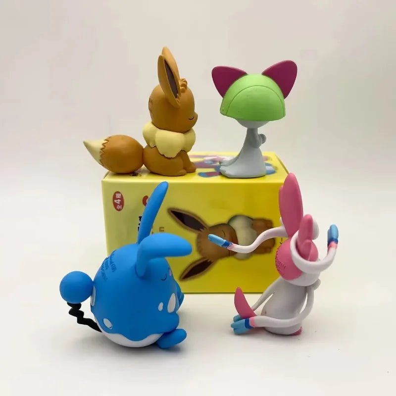 Anime Pokemon Gashapon Toys Shoulder to Shoulder Series 6 Eevee Sylveon Ralts Azumarill Cartoon Figure Model Dolls Kids Gifts