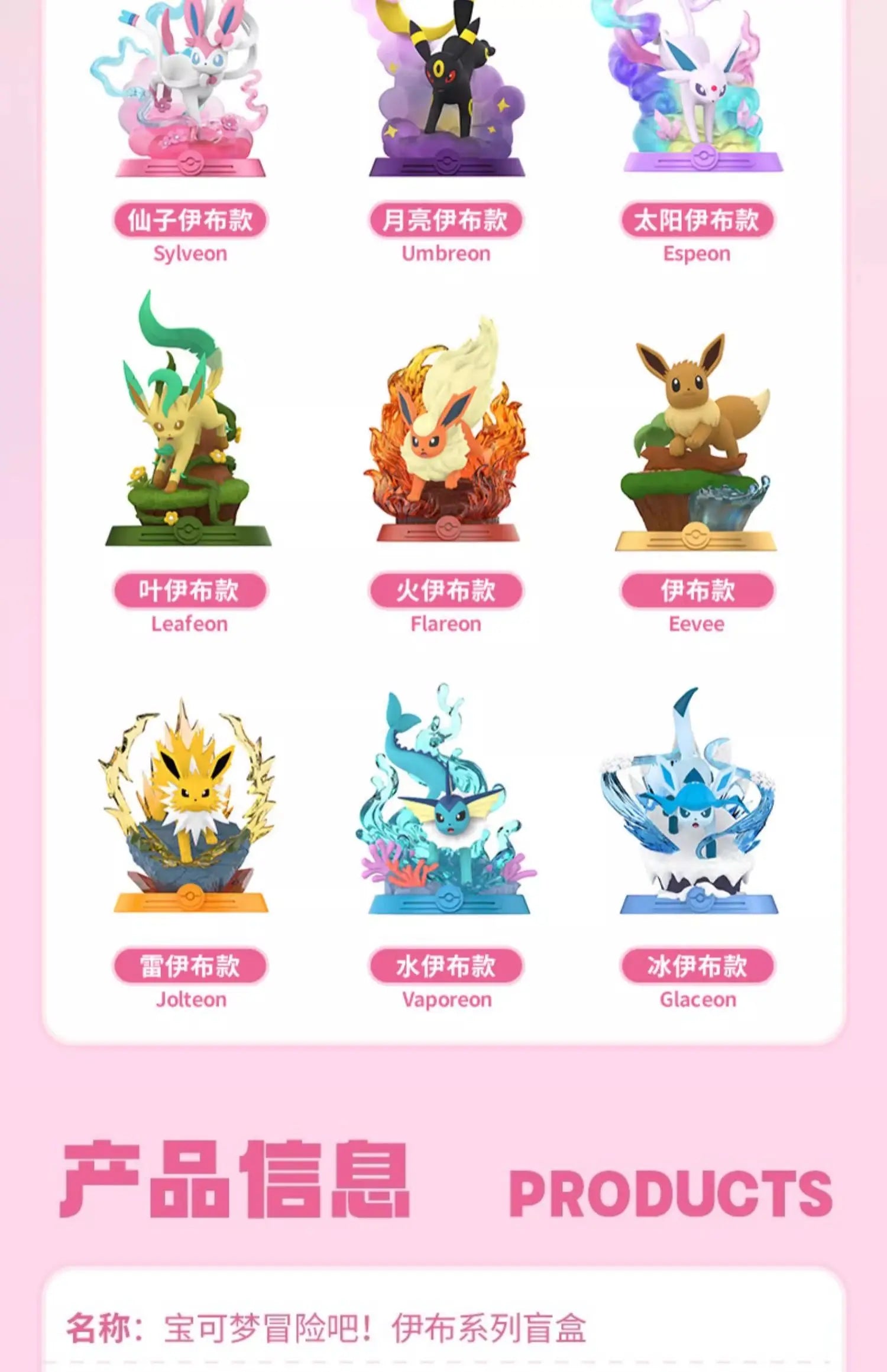 Anime Pokemon Funism Original Adventure Eevee Family Suit Blind Box Jolteon Sylveon Action Figure Collection Model Kids Toy Gift