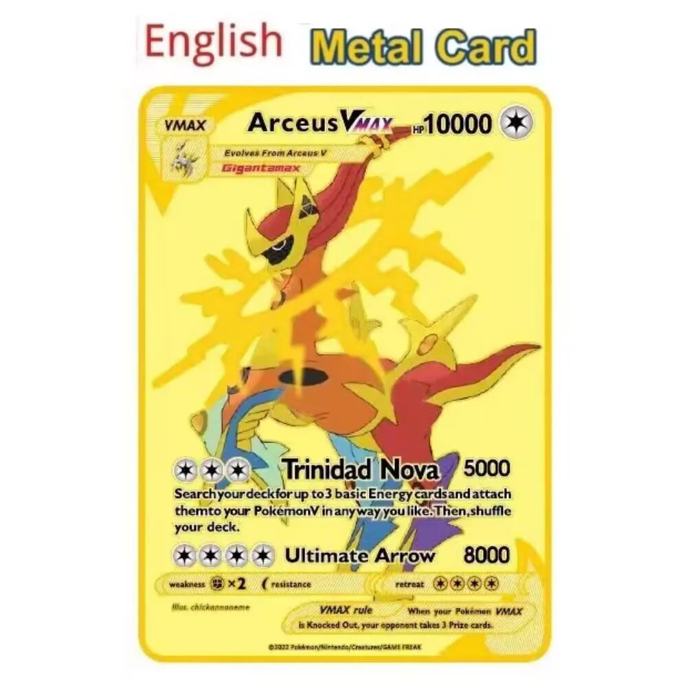10000 point arceus vmax pokemon metal cards DIY card pikachu charizard golden limited edition kids gift game collection cards