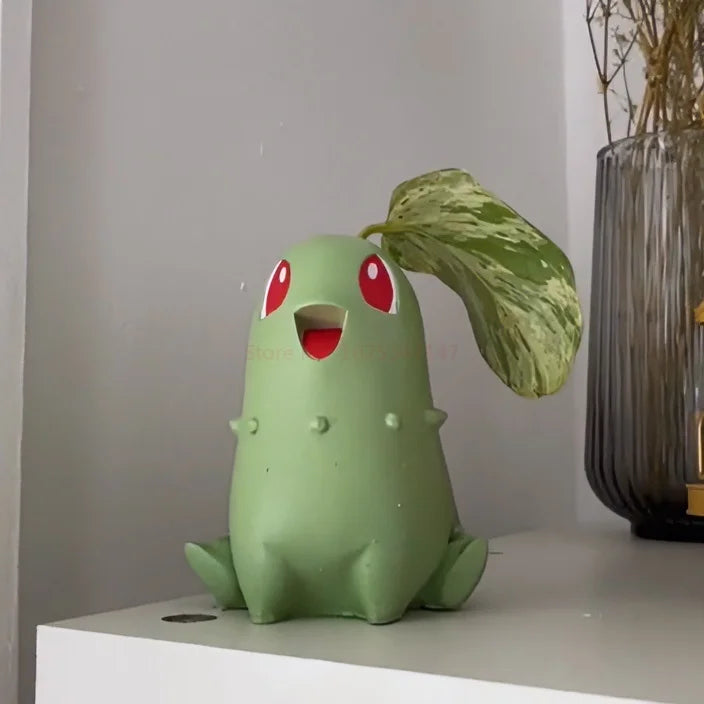Pokemon Chikorita Kawaii Planter Flower Pot Creative Pot Chikoritas Statue Vase Ornaments Figure Model Decor Gifts Toy