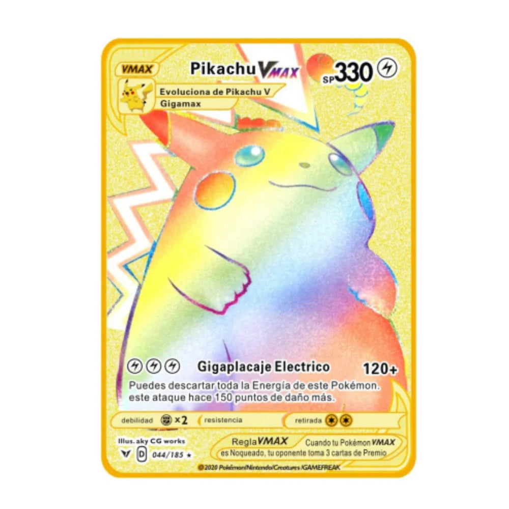 2022Spanish Pokémon Cards Metal Pokemon Letters Spanish Pokemon Iron Cards Mewtwo Pikachu Gx Charizard Vmax Cartas Pokémon Vmax
