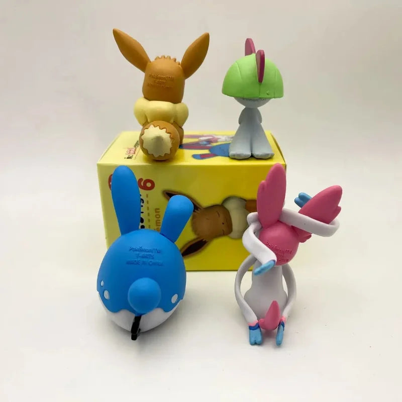 Anime Pokemon Gashapon Toys Shoulder to Shoulder Series 6 Eevee Sylveon Ralts Azumarill Cartoon Figure Model Dolls Kids Gifts
