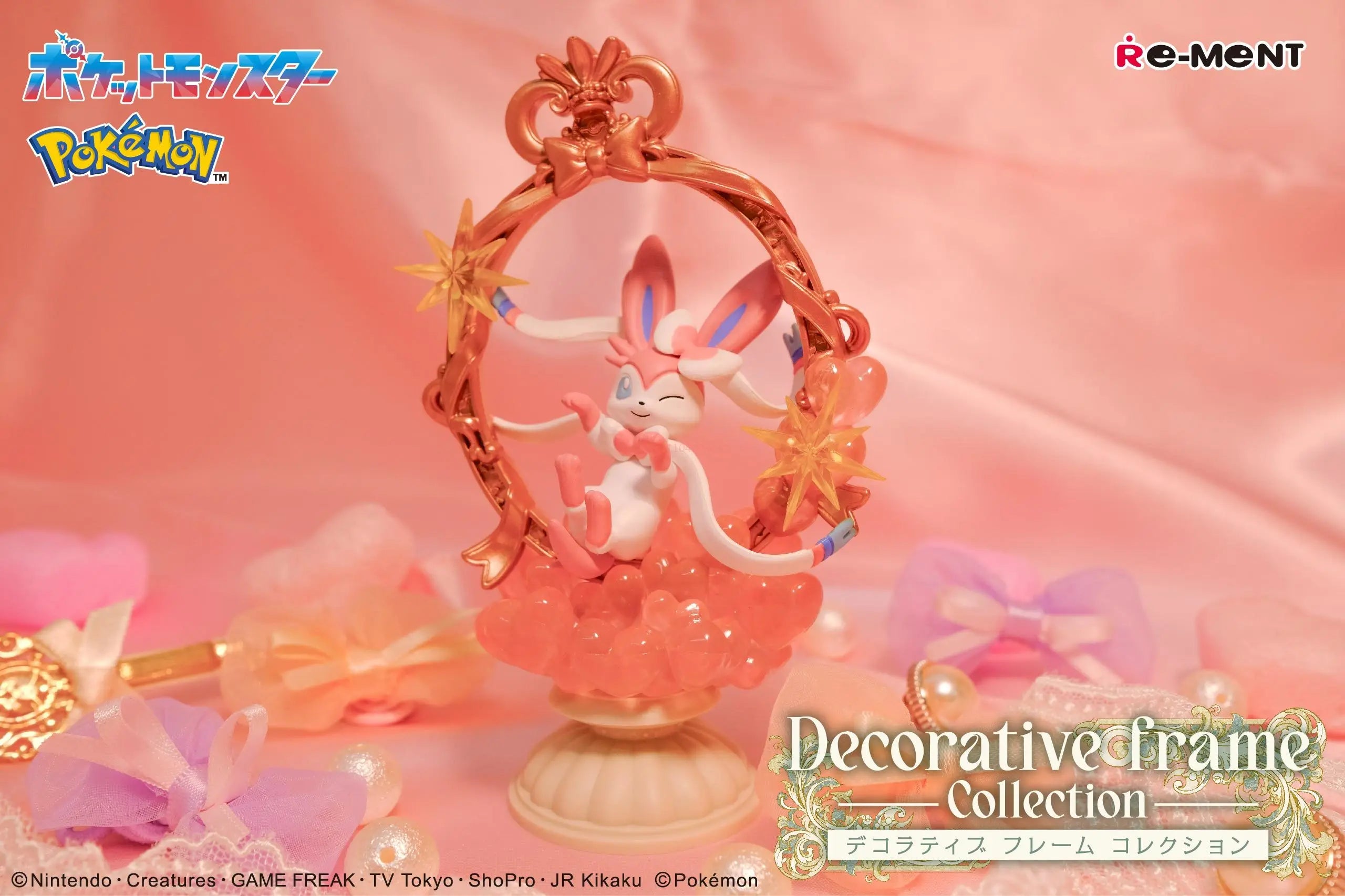 Re-Ment Pokemon Figures Decor Frame Collection Alolan Ninetales Ceruledge Serperior Pikachu Suicune Sylveon Toy Surprise Gift