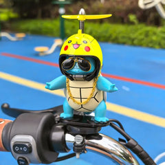 Anime Pokemon Johnny Turtle Cute Rotating Propeller Decoration Motorcycle mountain road bikes Electric bike riding accessories
