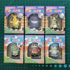 Bandai Genuine Pokemon Figure Toys Q Version Flocking Series 6 Pikachu Sprigatito Gengar Mimikyu Fuecoco Anime Model Decoration