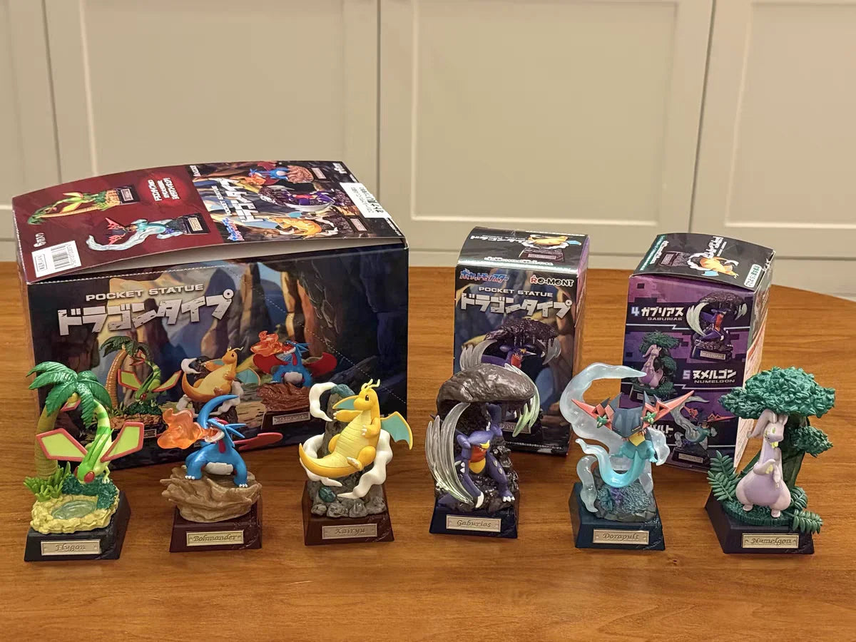 Original Re-Ment Pokemon Pocket Statue Dragon Type Dragonite Flygon Salamence Garchomp Goodra Dragapult Gift Toys