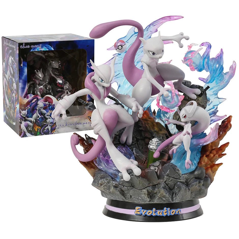 Pokemon Evolution Charizard Charmander Mewtwo Mew PVC Figure Collectible Model Toy with Light