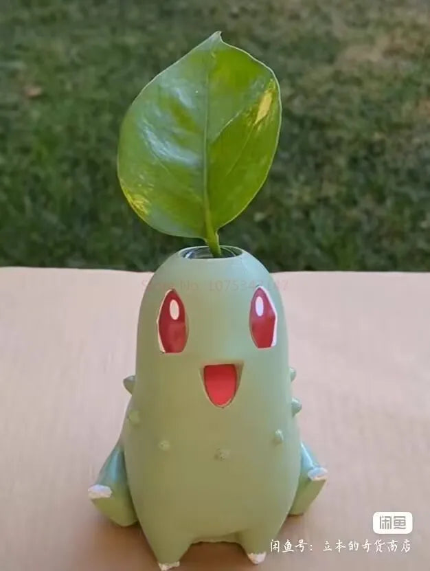 Pokemon Chikorita Kawaii Planter Flower Pot Creative Pot Chikoritas Statue Vase Ornaments Figure Model Decor Gifts Toy