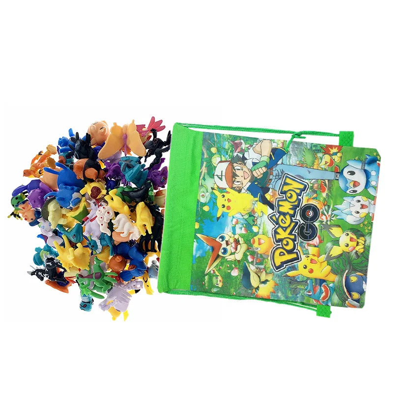 24-144pcs Pokemon Figurine Model Lot Bulk Buy Mini Small Styles Pikachu Anime Figure Doll Kawaii Toy Gift Birthday Kids Pack Bag