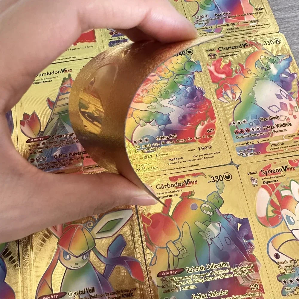 2024 NEW 27-55PCS Pokemon Colorful Gold Foil Card Charizard Pikachu Arceus Silver Rainbow English German VSTAR GX V VMAX Card