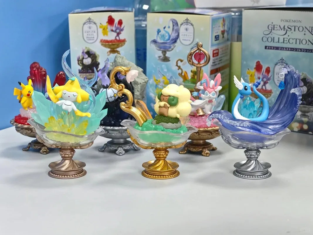 Original Pokemon Re-Ment GEM STONE COLLECTION 2 Chandelure Dragonair Pikachu and Sableye Sylveon Whimsicott Jirachi Model Toys