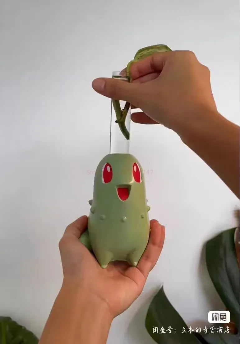 Pokemon Chikorita Kawaii Planter Flower Pot Creative Pot Chikoritas Statue Vase Ornaments Figure Model Decor Gifts Toy