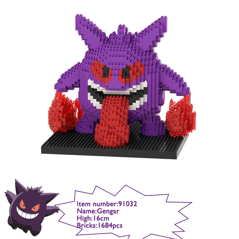 Pokemon Building Block Lucario Mewtow Cubone Gyarados Gengar Piplup Mega Charizard Figure DIY Assembly Micro Bricks Toys for Kid