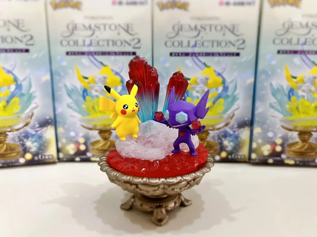 Original Pokemon Re-Ment GEM STONE COLLECTION 2 Chandelure Dragonair Pikachu and Sableye Sylveon Whimsicott Jirachi Model Toys