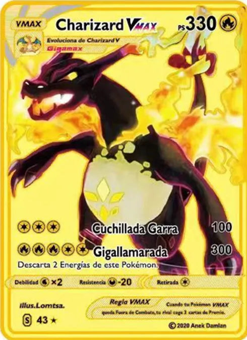 Pokemon English Metal Game Collection Card Anime Figure Charizard Pikachu Blastoise Mewtwo Battle Collection Carte Card Toy Gift