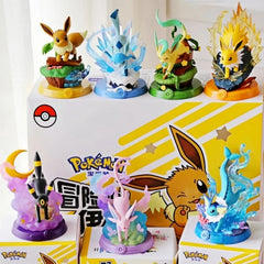 Anime Pokemon Funism Original Adventure Eevee Family Suit Blind Box Jolteon Sylveon Action Figure Collection Model Kids Toy Gift