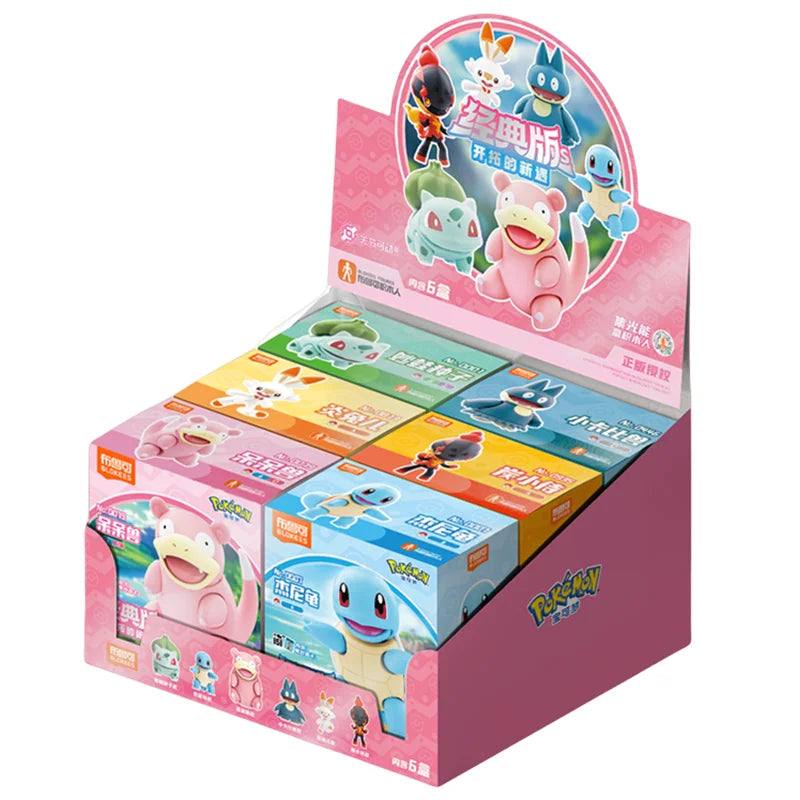 Original BLOKEES Pokemon Slowpoke Bulbasaur Squirtle Charcadet Snorlax Pikachu Blind Box Surprise Action Figure Anime Doll Toys