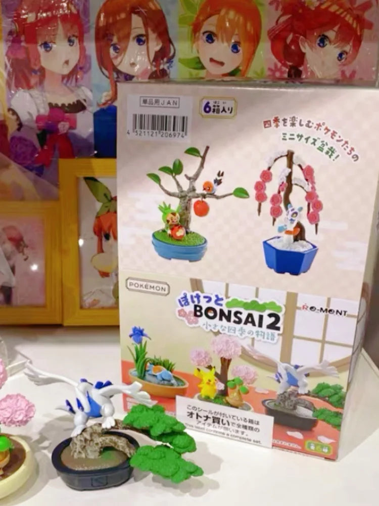 Original Re-Ment Pokemon Bonsai Collection 2 Little Four Seasons Story Vinyl Face Blind Box Toy Squirtle Ornaments Toys Gifts